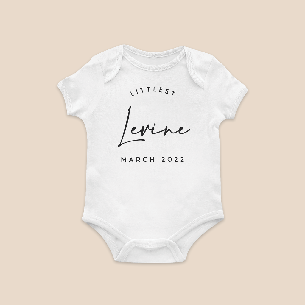 "Littlest Name and Date" Pregnancy Announcement Baby Bodysuit