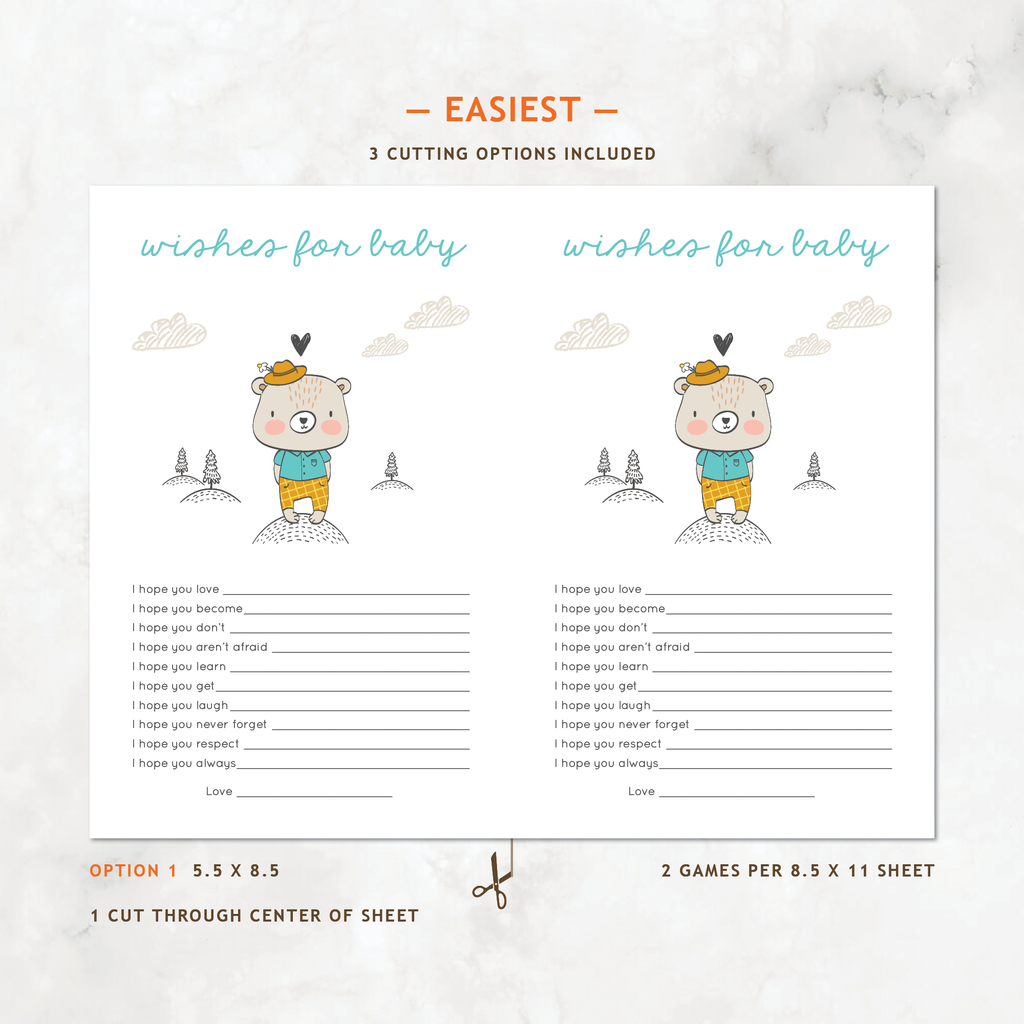 Bear Baby Shower Games, Boy, 6-Pack — INSTANT DOWNLOAD