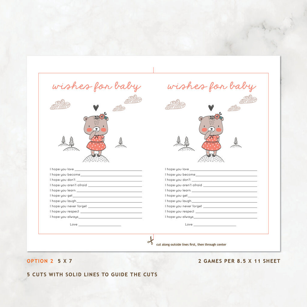 Bear Baby Shower Games, Girl, 6-Pack — INSTANT DOWNLOAD