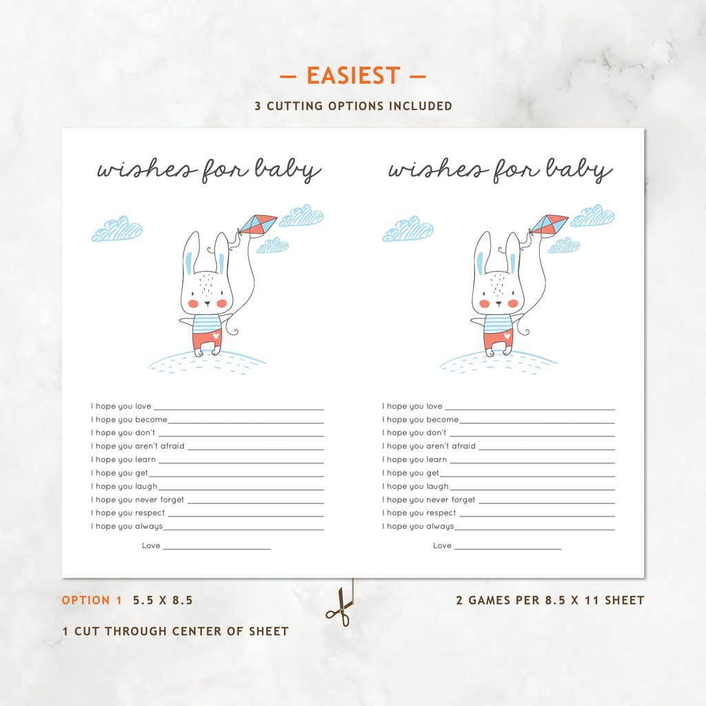Bunny Baby Shower Games, Boy, 6-Pack — INSTANT DOWNLOAD