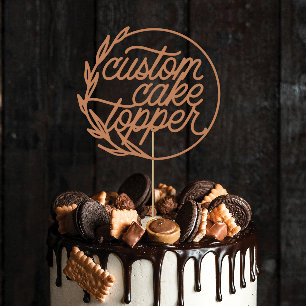 Custom Cake Topper with Laurel Circle Frame