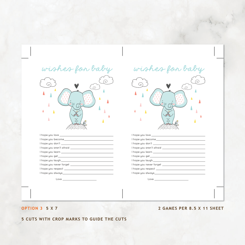 Elephant Baby Shower Games, 6-Pack — INSTANT DOWNLOAD