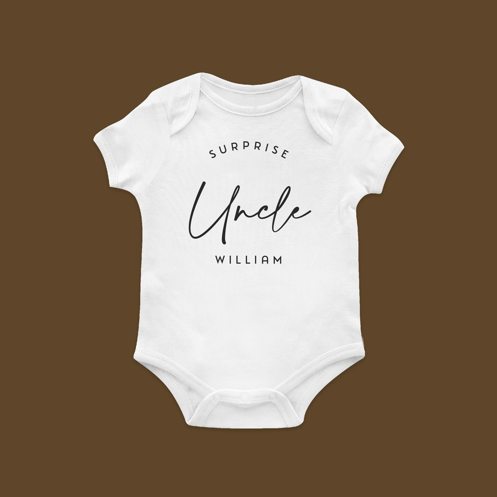"Surprise Uncle Name" Pregnancy Announcement Baby Bodysuit