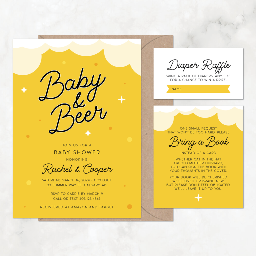 Beer Baby Shower Invitation Set