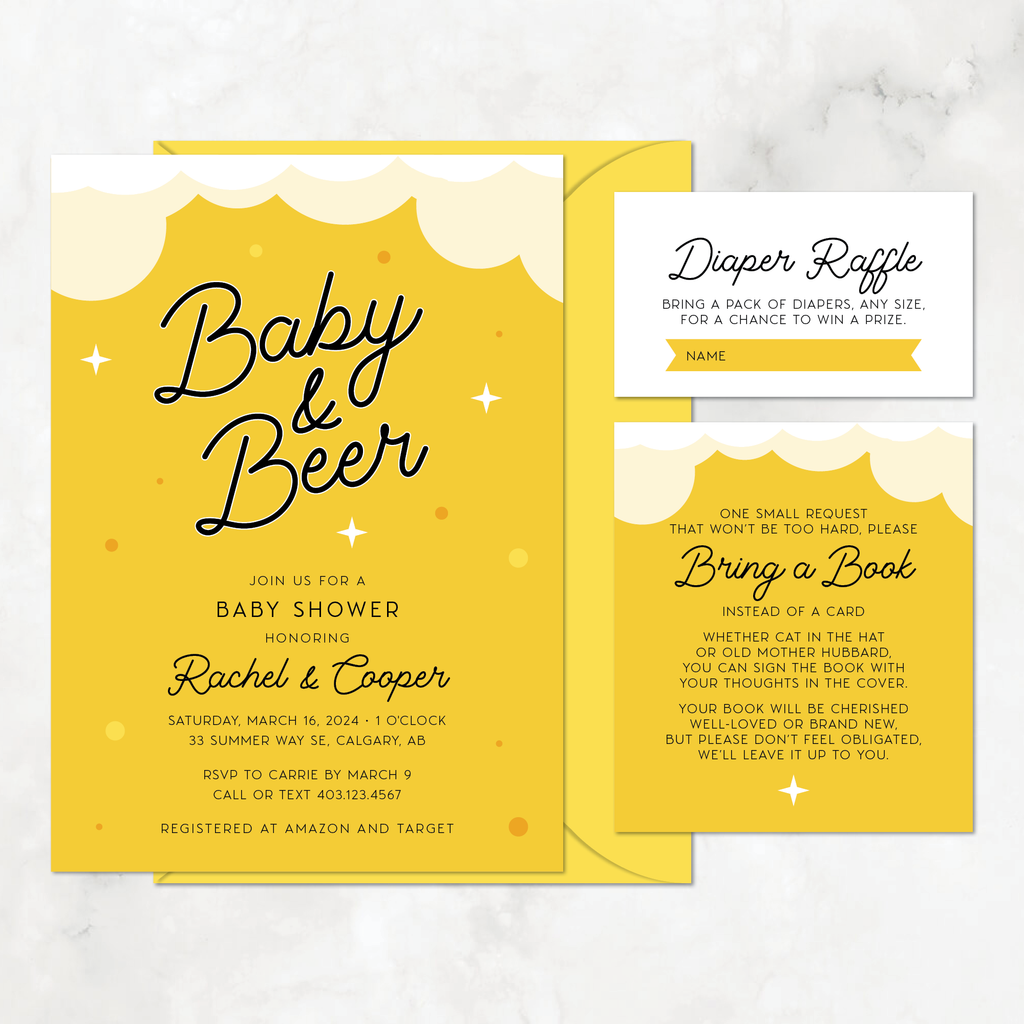 Beer Baby Shower Invitation Set