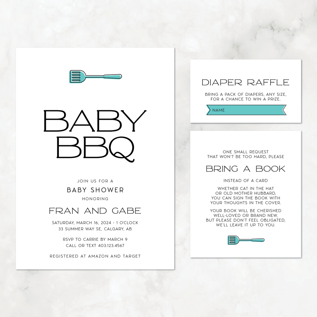 Baby BBQ Baby Shower Invitation Set