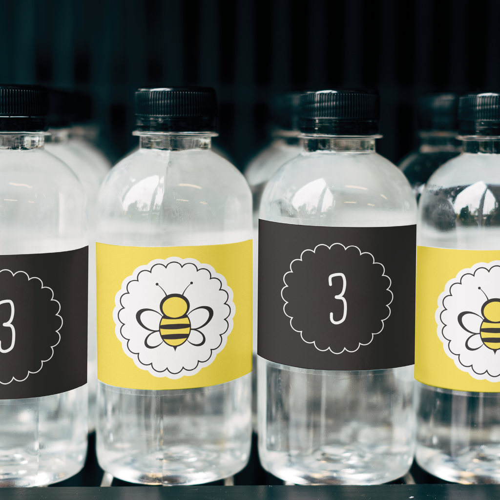 Bee Birthday Water Bottle Labels — DIY or PRINTED