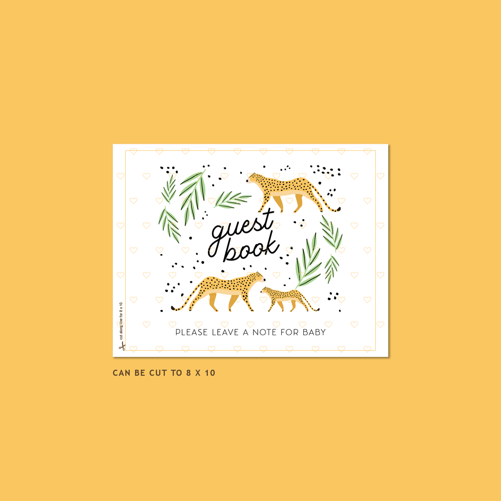 Cheetah Baby Shower Guest Book — INSTANT DOWNLOAD