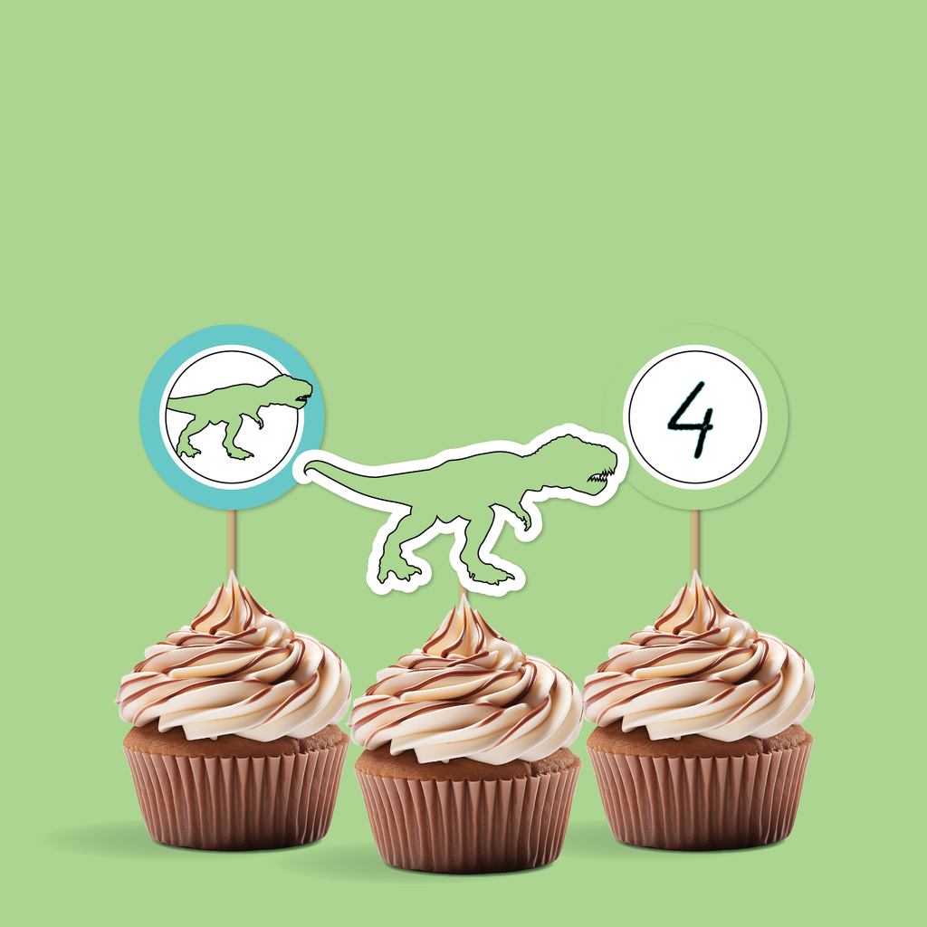 Dinosaur Birthday Cupcake Toppers