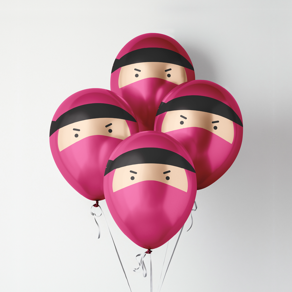 Ninja Birthday Balloon Eyes, Pink — INSTANT DOWNLOAD