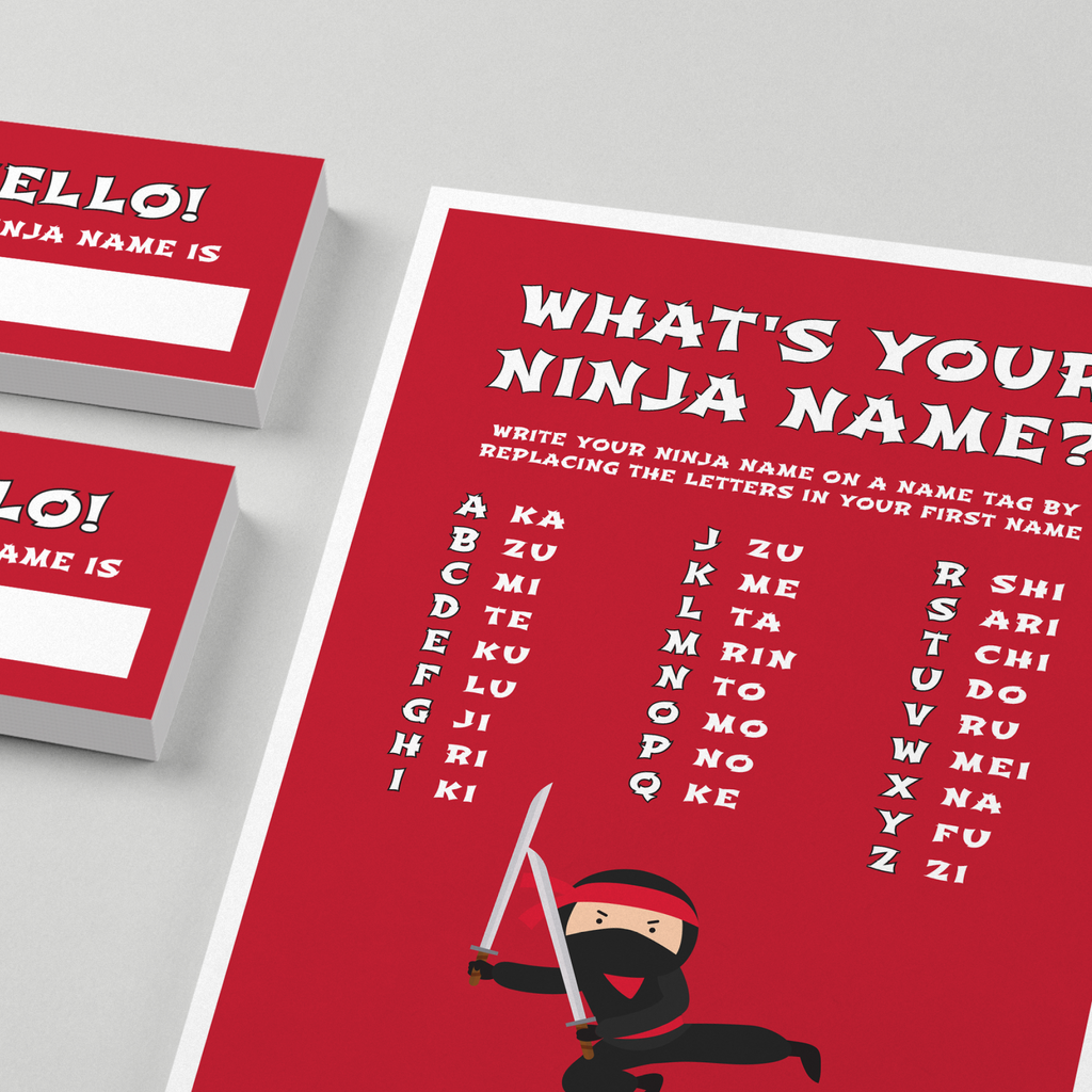 Ninja Birthday Game "What's Your Ninja Name", Red