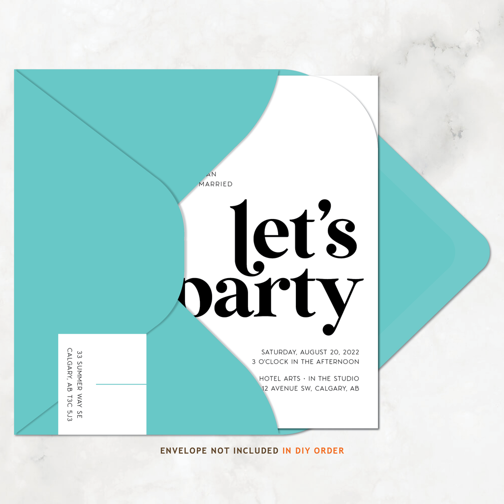 Retro Wedding Invitation Set, Let's Party — DIY or PRINTED