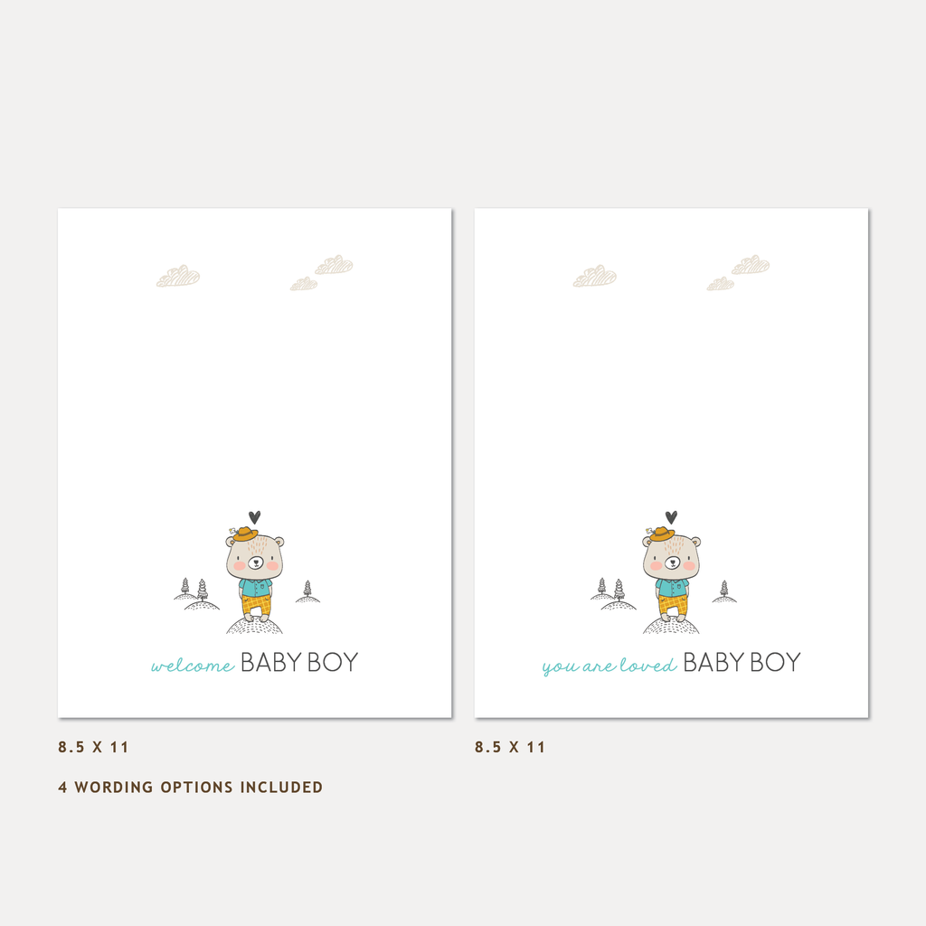 Bear Baby Shower Guest Book, Boy — INSTANT DOWNLOAD