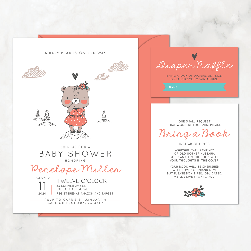 Bear Baby Shower Invitation Set