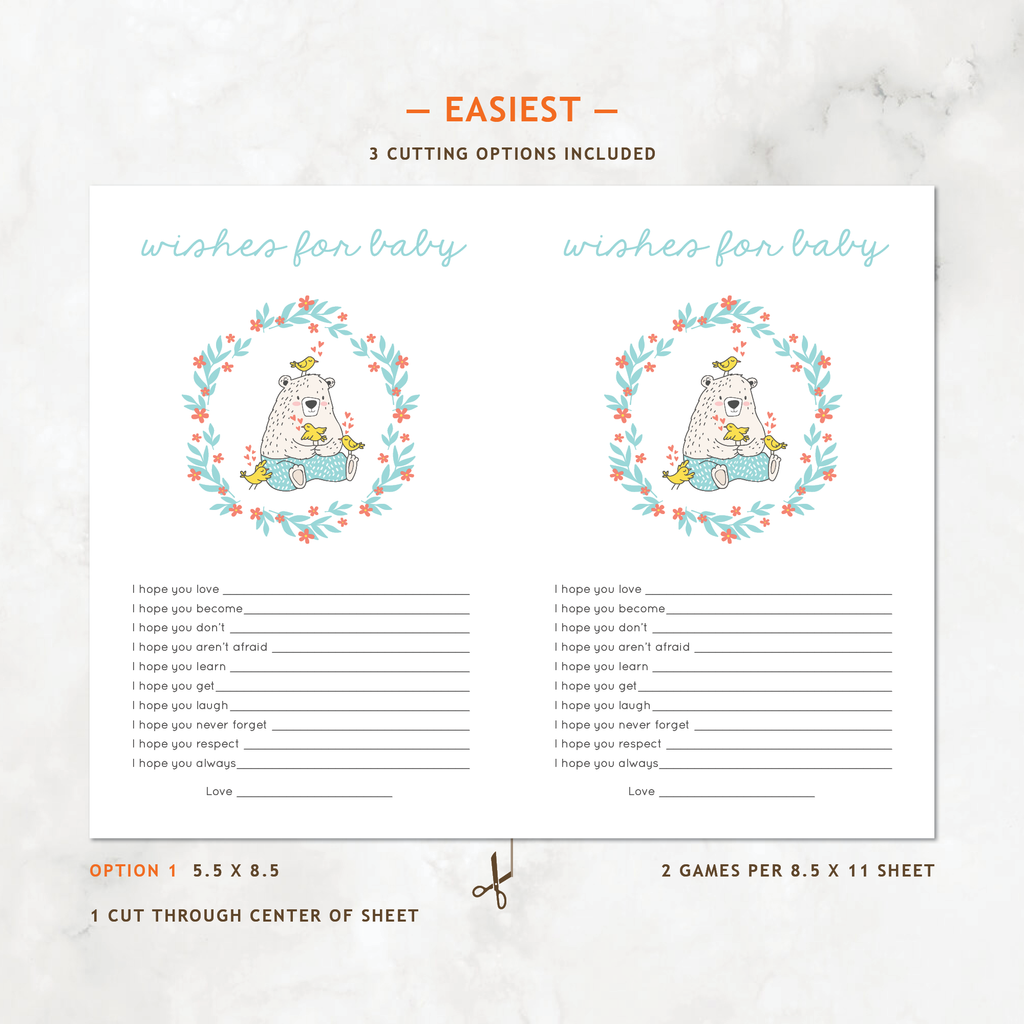 Bear with Birds Baby Shower Games, 6-Pack — INSTANT DOWNLOAD