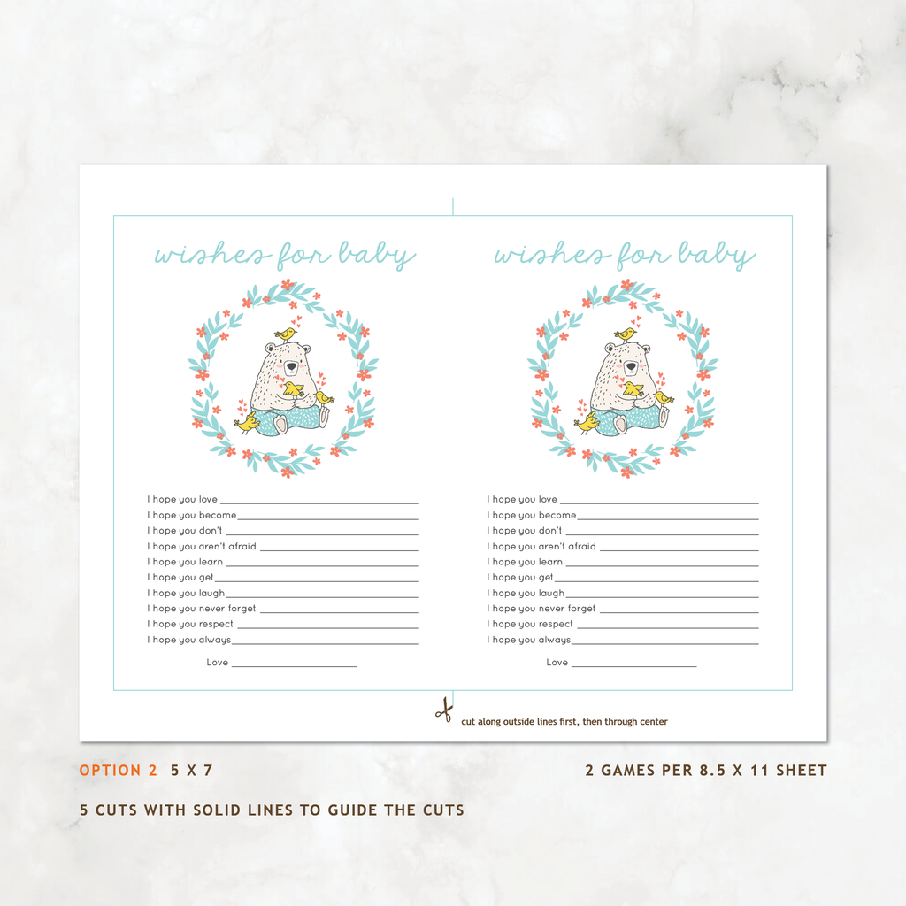 Bear with Birds Baby Shower Games, 6-Pack — INSTANT DOWNLOAD