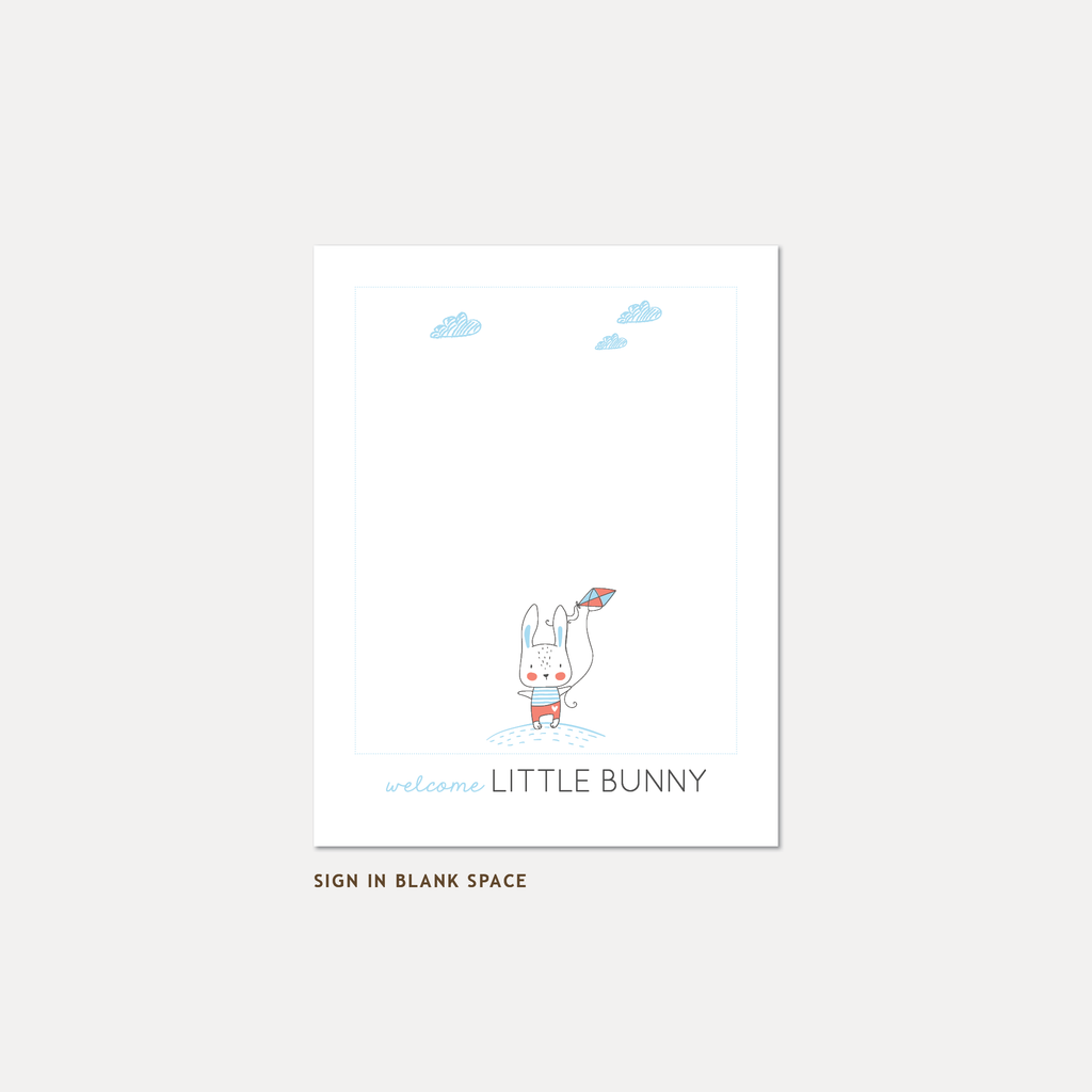 Bunny Baby Shower Guest Book, Boy — INSTANT DOWNLOAD