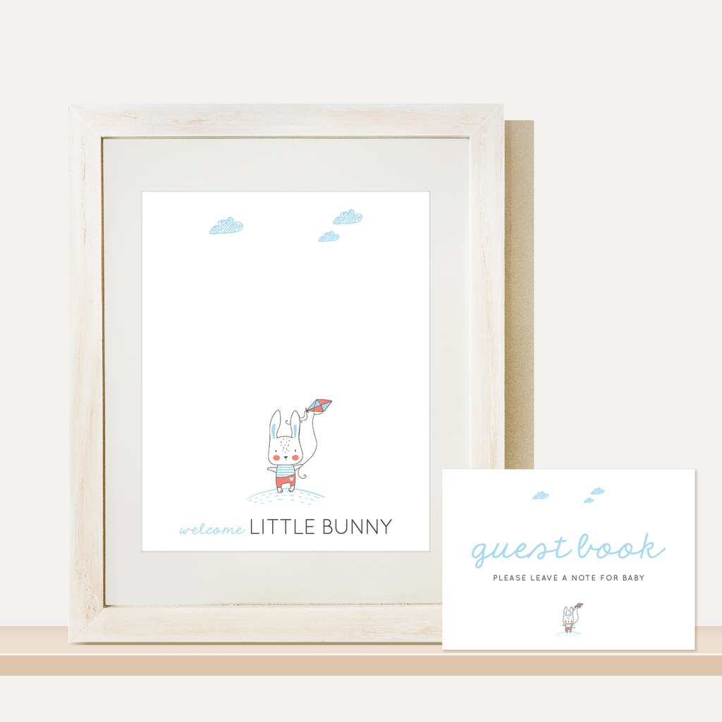 Bunny Baby Shower Guest Book, Boy
