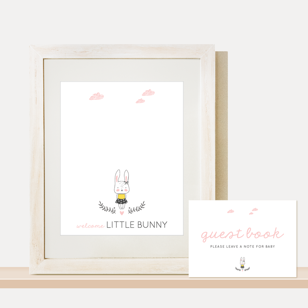 Bunny Baby Shower Guest Book, Girl