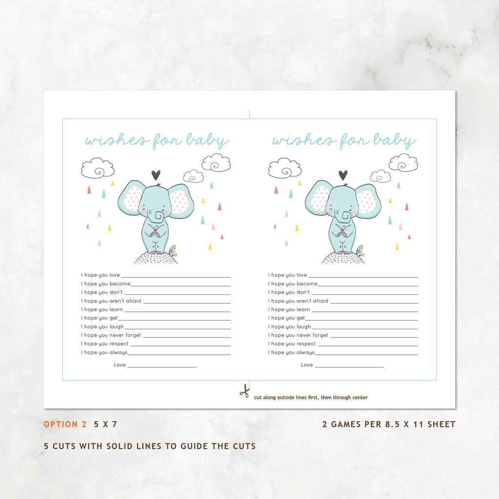 Elephant Baby Shower Games, 6-Pack — INSTANT DOWNLOAD