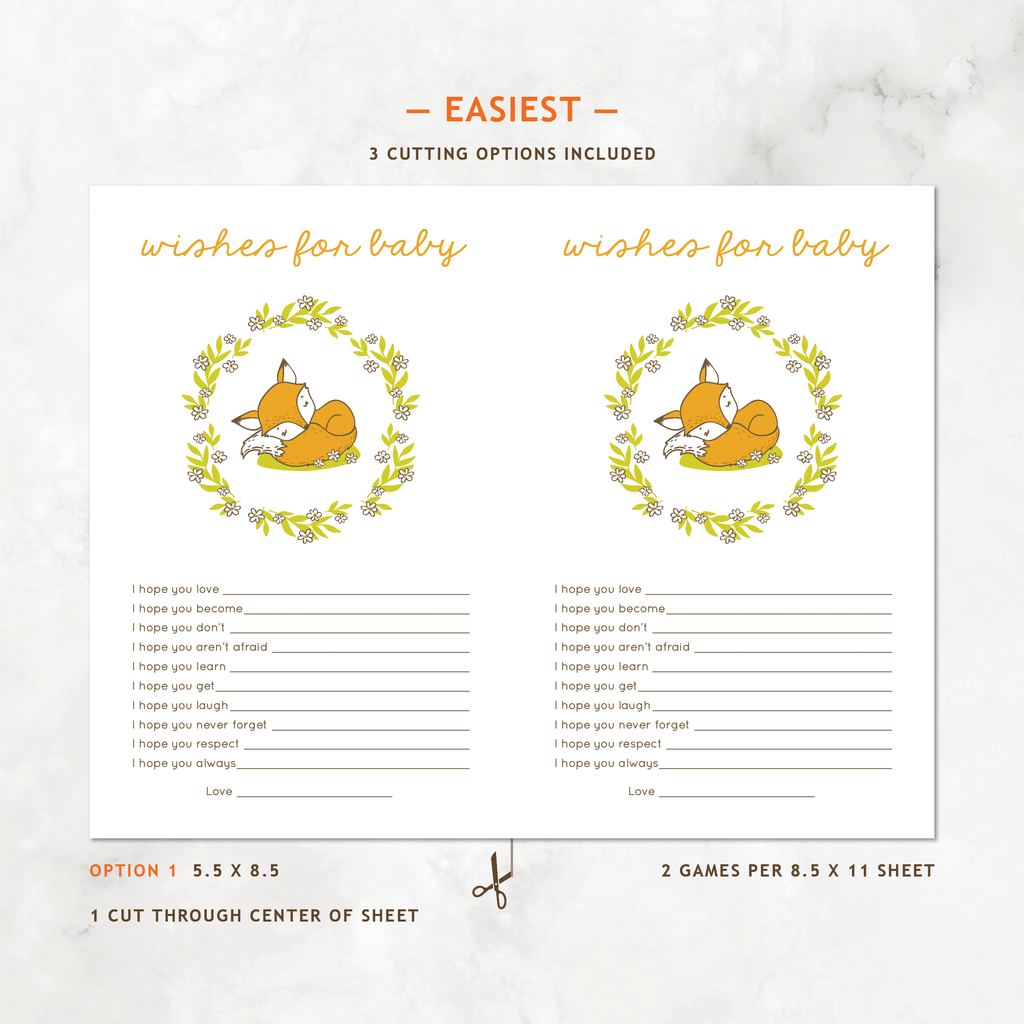 Fox Baby Shower Games, 6-Pack — INSTANT DOWNLOAD
