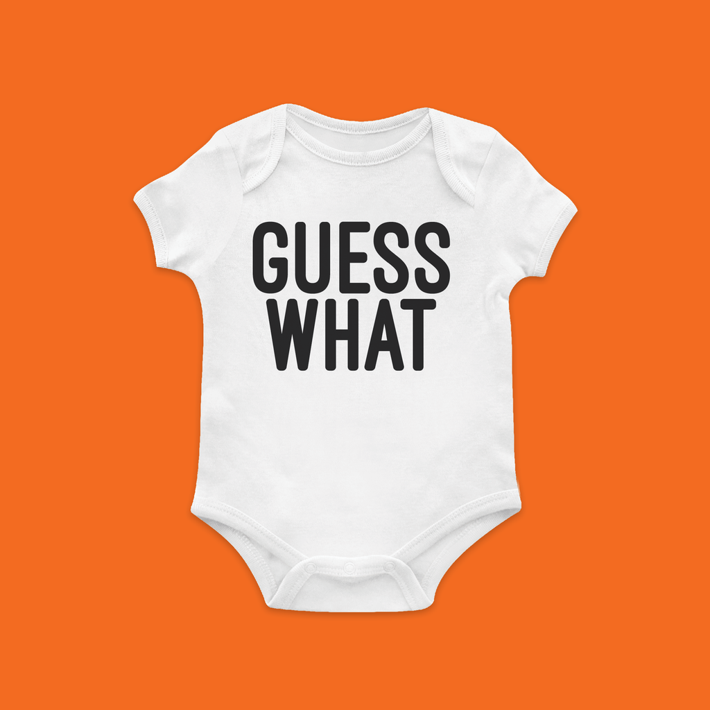 "Guess What" Baby Bodysuit Pregnancy Announcement
