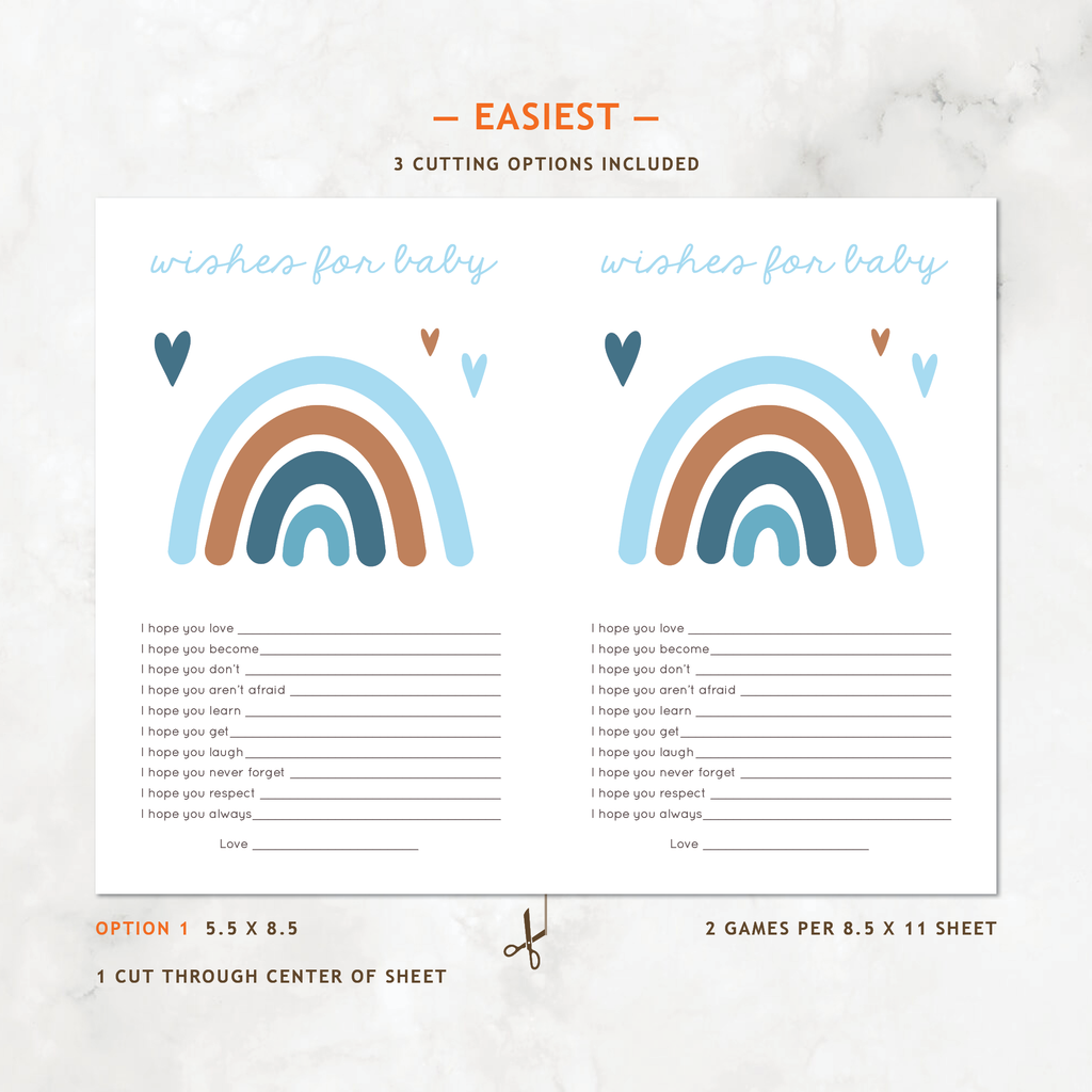 Rainbow Baby Shower Games, Boy, 6-Pack — INSTANT DOWNLOAD