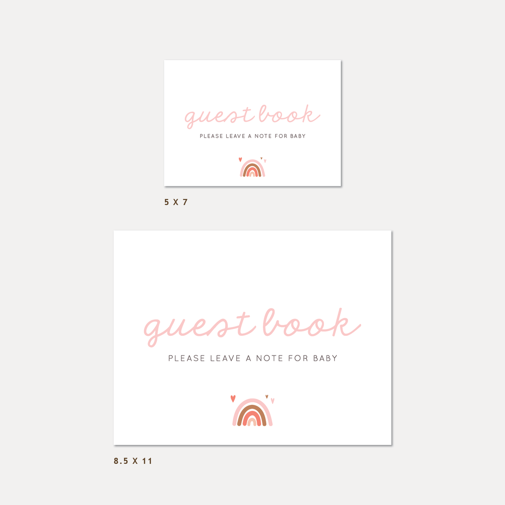 Rainbow Baby Shower Guest Book, Girl — INSTANT DOWNLOAD