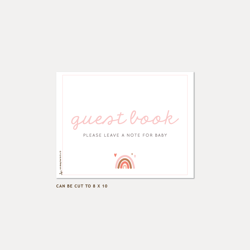 Rainbow Baby Shower Guest Book, Girl — INSTANT DOWNLOAD