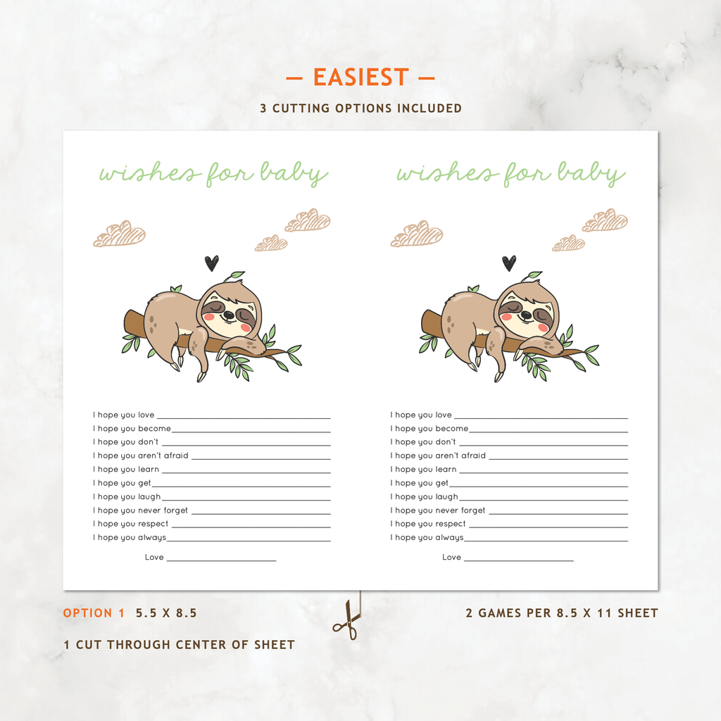 Sloth Baby Shower Games, 6-Pack — INSTANT DOWNLOAD
