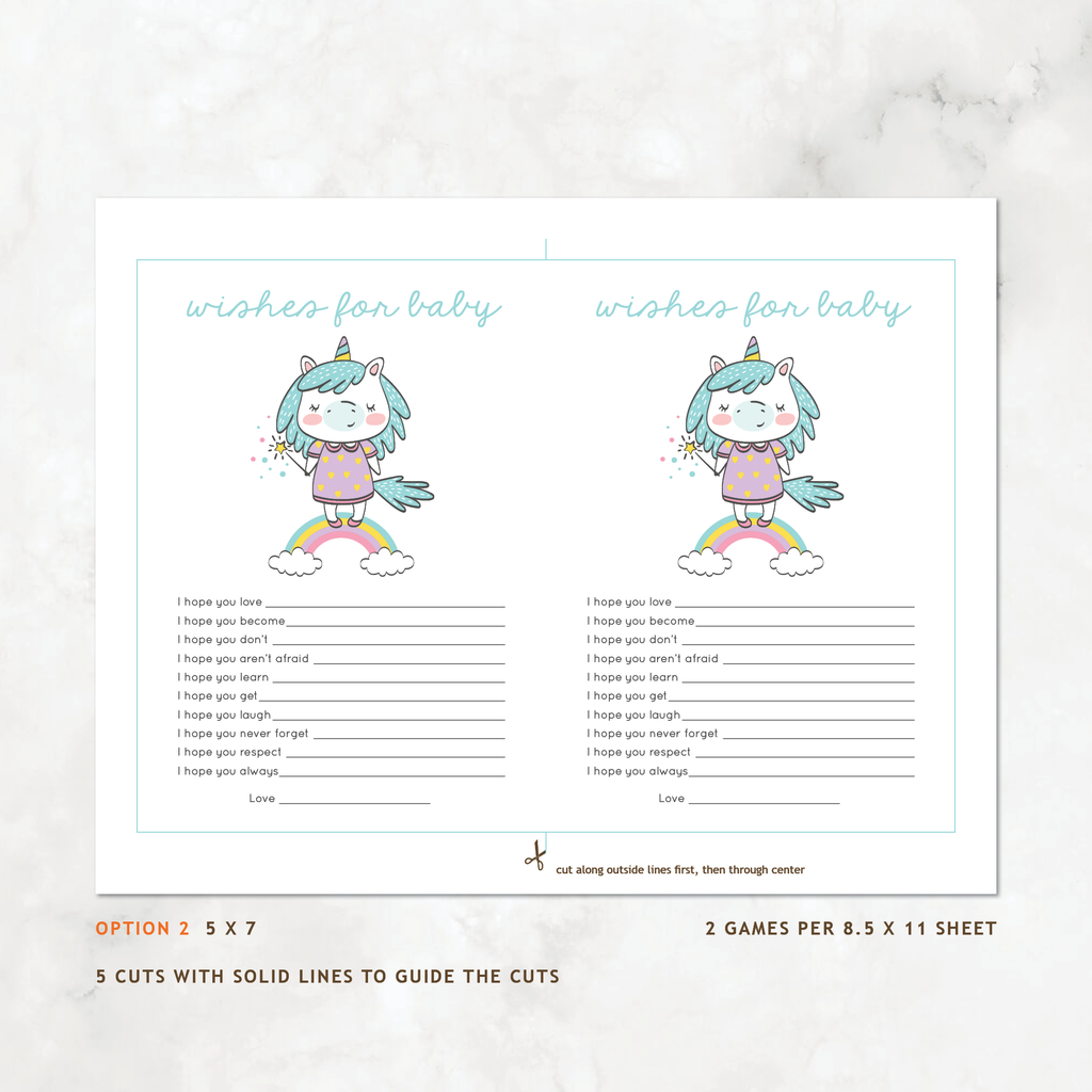 Unicorn Baby Shower Games, Girl, 6-Pack — INSTANT DOWNLOAD