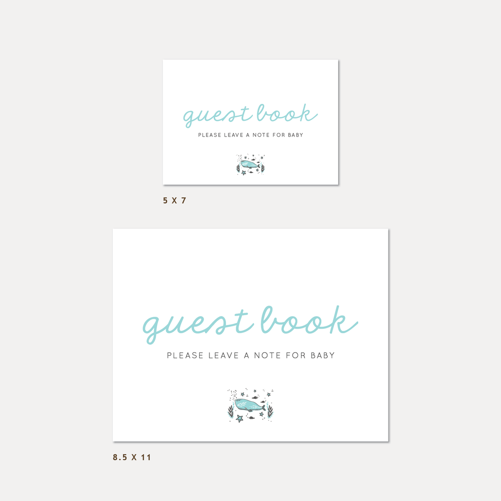 Whale Baby Shower Guest Book — INSTANT DOWNLOAD